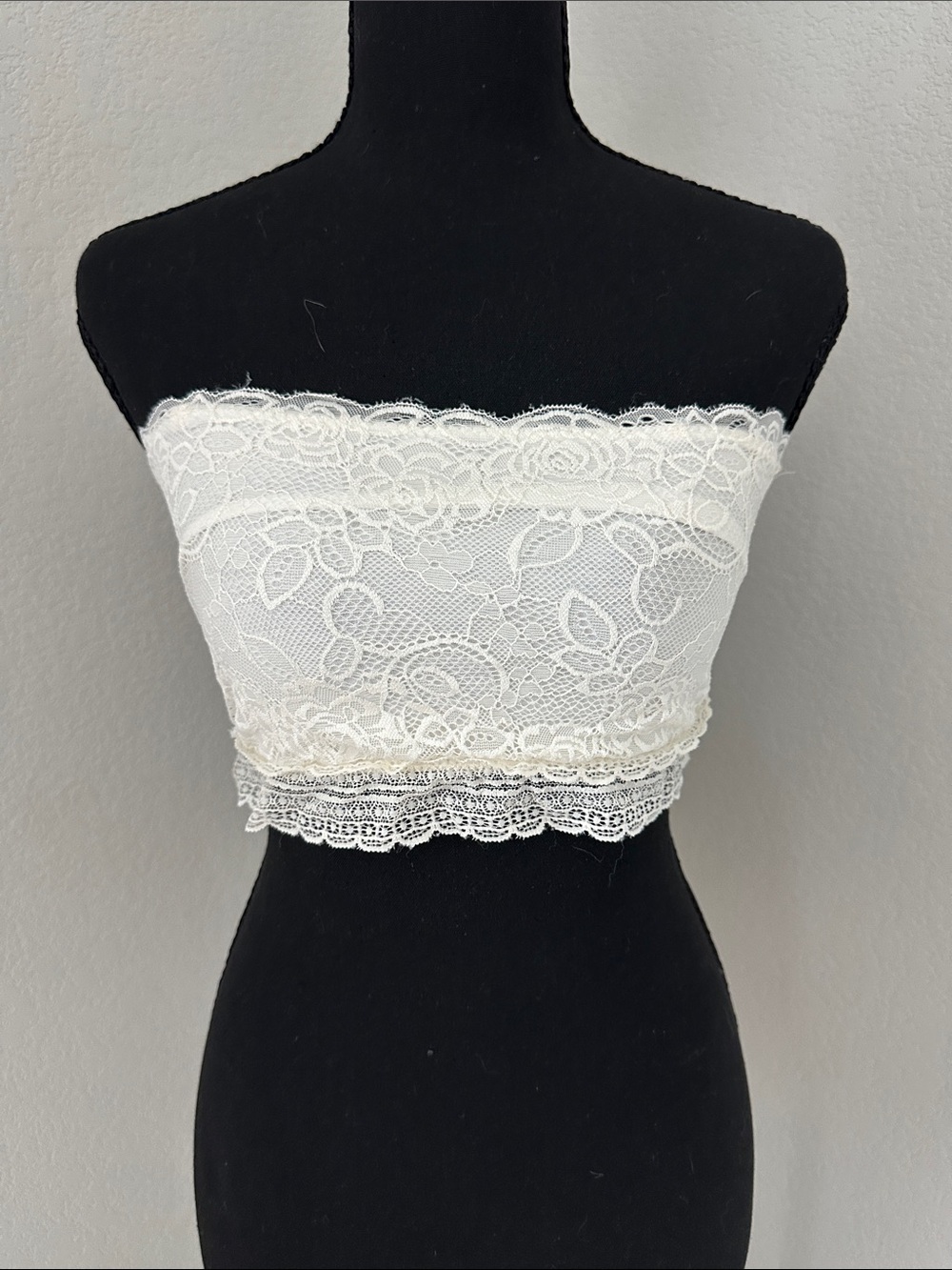 free press Ivory Lace Bandeau Crop Top